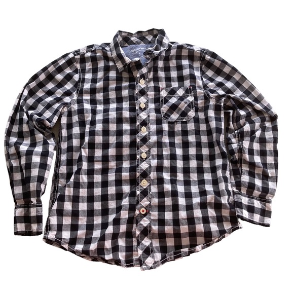 Arizona Jean Co boys black and white check long sleeve button down medium - Picture 1 of 8